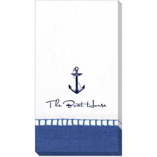 Marine Blue Border Design Your Own Caspari Guest Towels